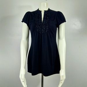 Maurice's Black Open-Collar Blouse